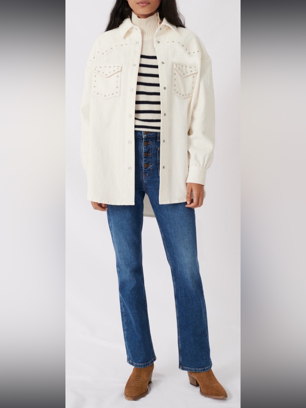 Maje High-Rise Button-Fly Jeans - Blue $340
